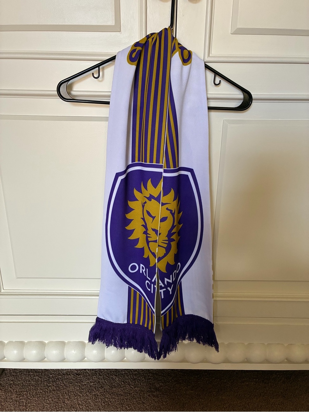 Orlando City Soccer Adidas Purple and Gold Scarf with Lion Crest